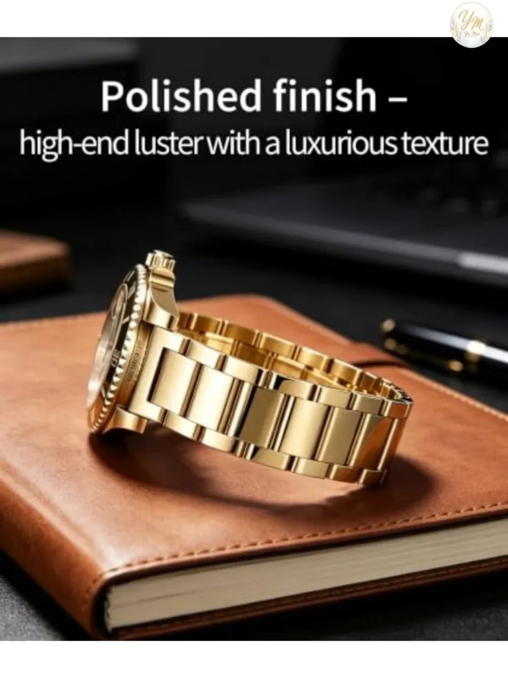 Stainless Steel Watch Band Heavy Duty Metal Replacement Strap with Polished &